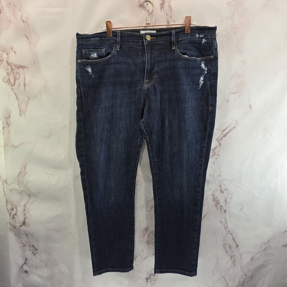 Frame Jeans Women 31 X 24 Denim Le Garcon Crop Short Dark Wash High Rise